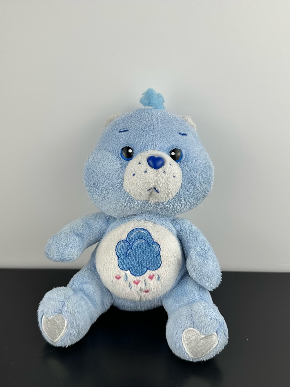 Vintage 2002 Care Bears Grumpy Bear Blue Plush Stuffed Animal Toy 7” Sitting